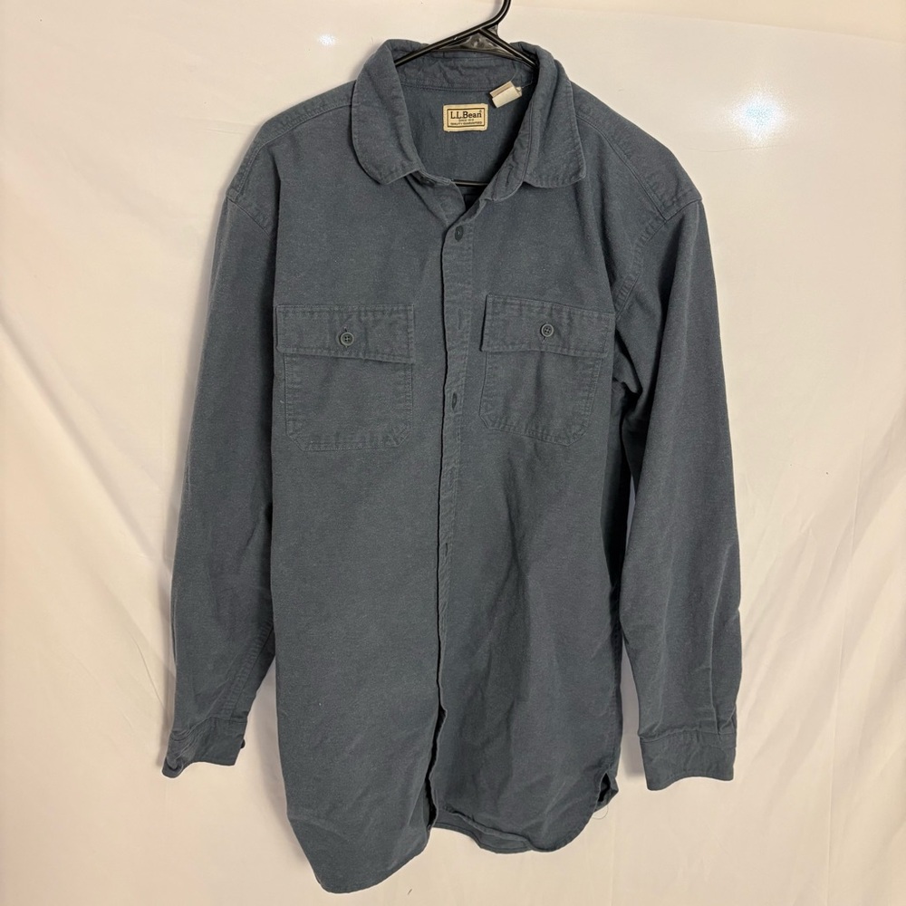 L.L. Bean Men's 100% Cotton Blue Button-Up Shirt Sz Large/Tall
